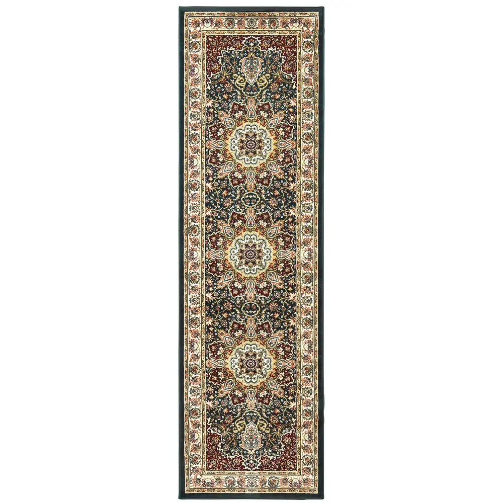 Kashan 119U1 Navy/ Ivory Indoor Area Rug - 2'3