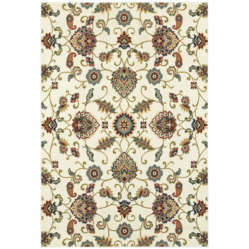 Kashan 9946W Ivory/ Multi Indoor Area Rug - 3'10
