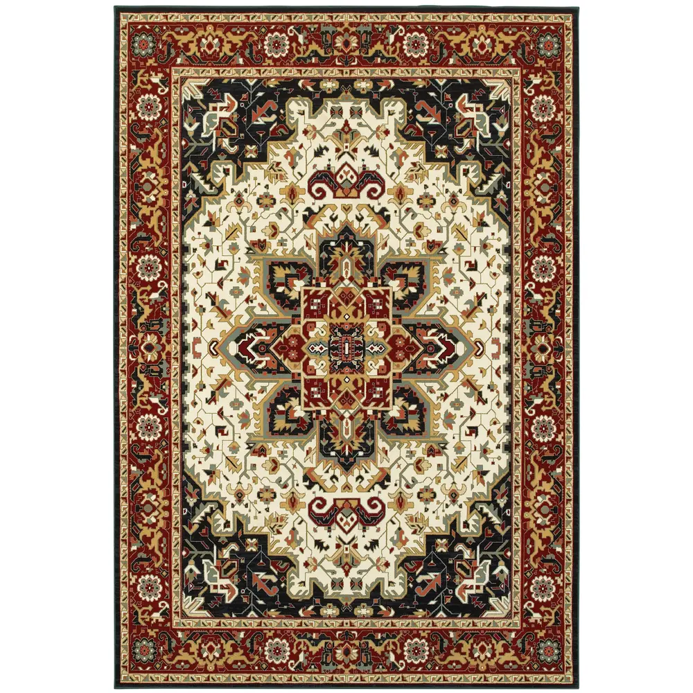 Kashan 096W1 Red/ Ivory Indoor Area Rug - 1'10