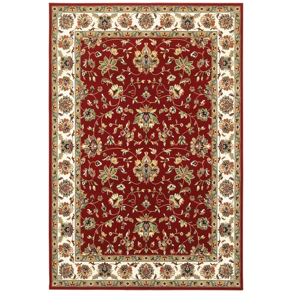 Kashan 4929R Red/ Ivory Indoor Area Rug - 1'10