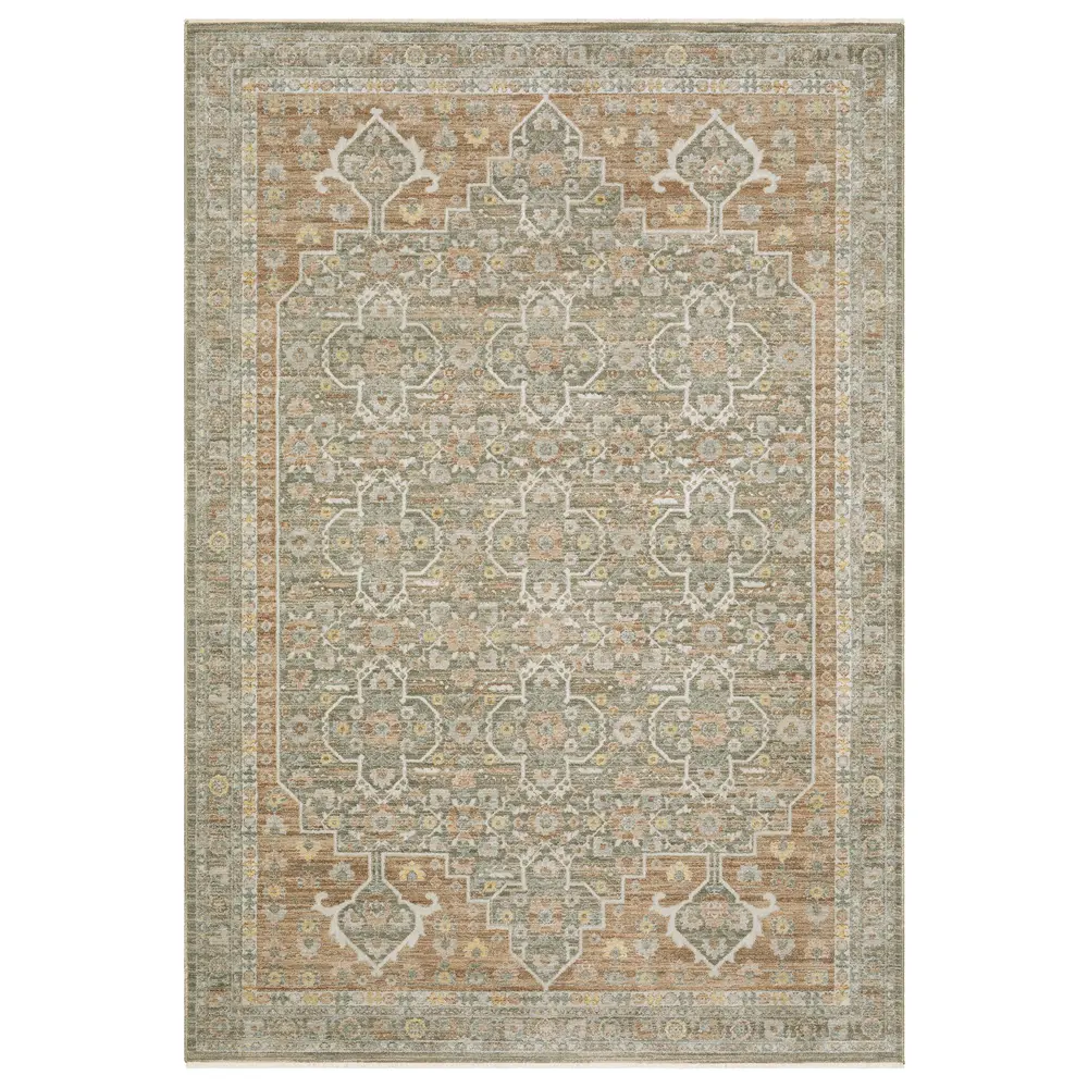 Keaton KEA01 Rust/ Green Indoor Area Rug - 2'3