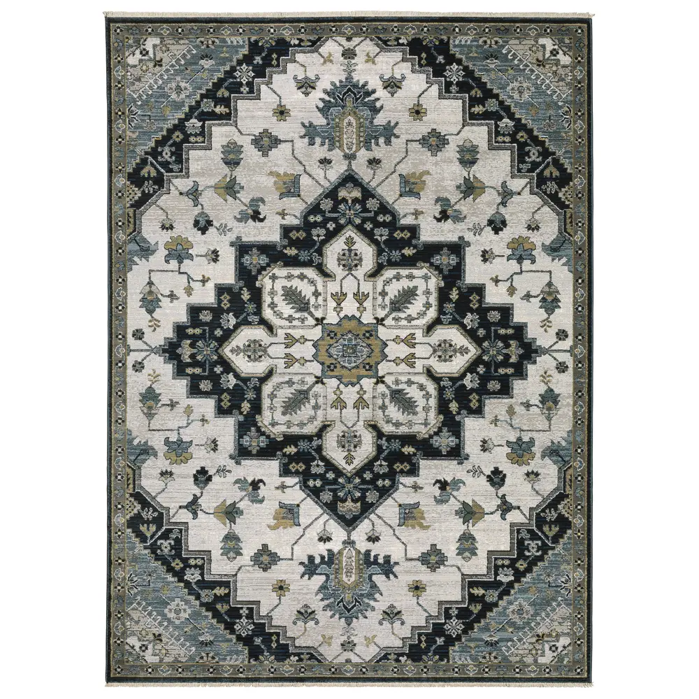 Keira KEI04 Blue/ Grey Indoor Area Rug - 3'3