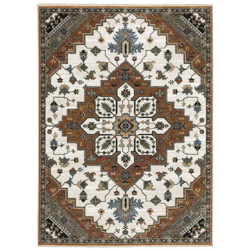 Keira KEI03 Rust/ Ivory Indoor Area Rug - 9'10