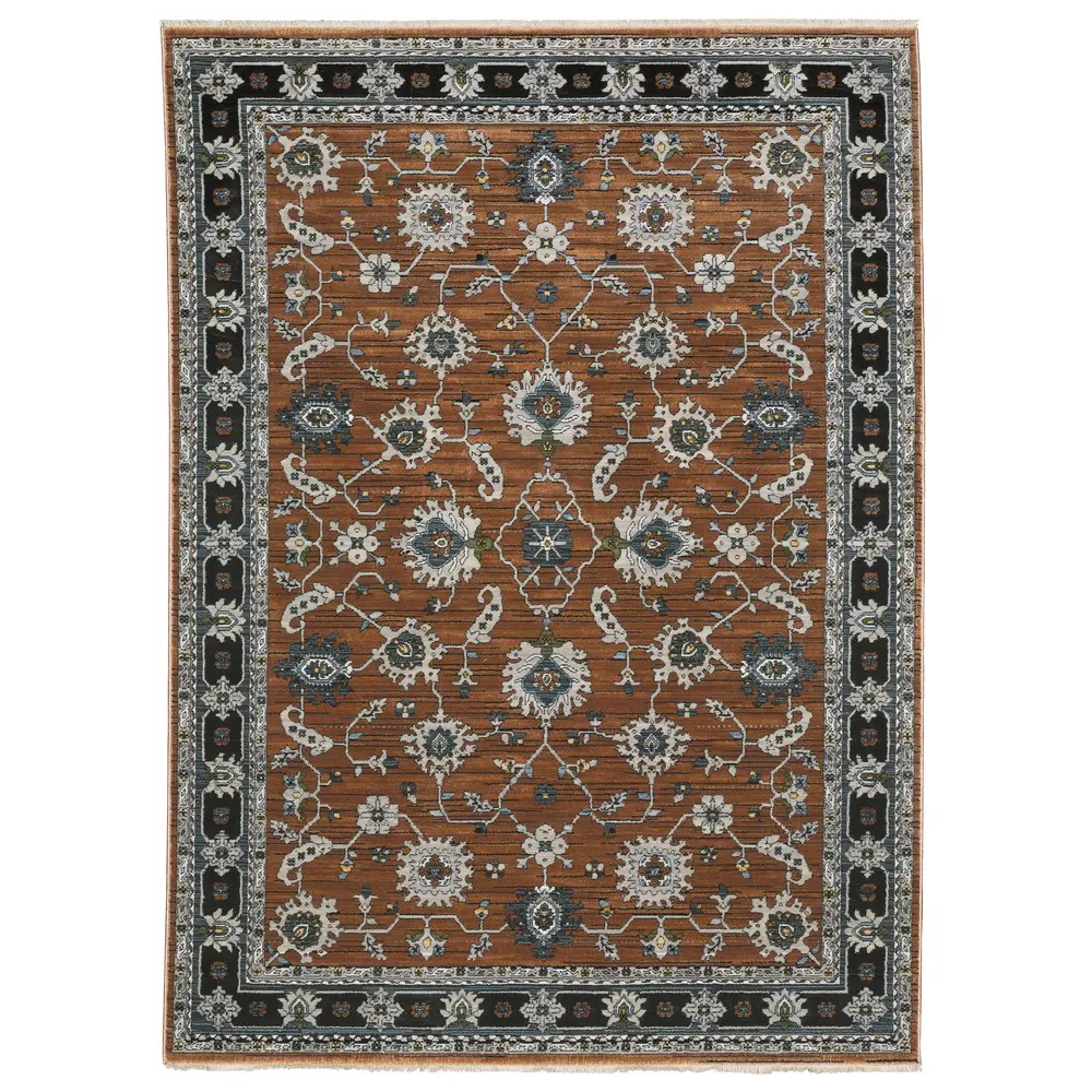 Keira KEI05 Rust/ Grey Indoor Area Rug - 9'10