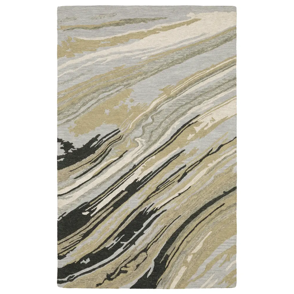 Kipton KIP05 Grey/ Golden Tan Indoor Area Rug - 5' x 8'