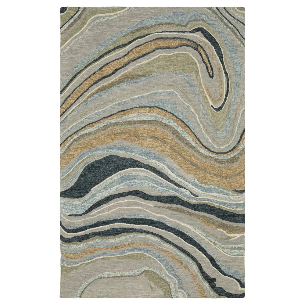 Kipton KIP07 Grey/ Blue Indoor Area Rug - 10' x 13'