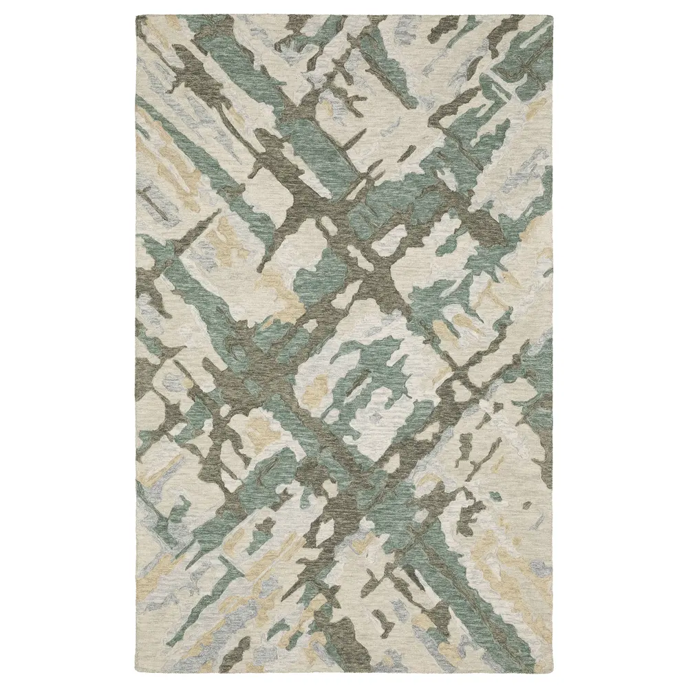 Kipton KIP08 Grey/ Teal Indoor Area Rug - 5' x 8'