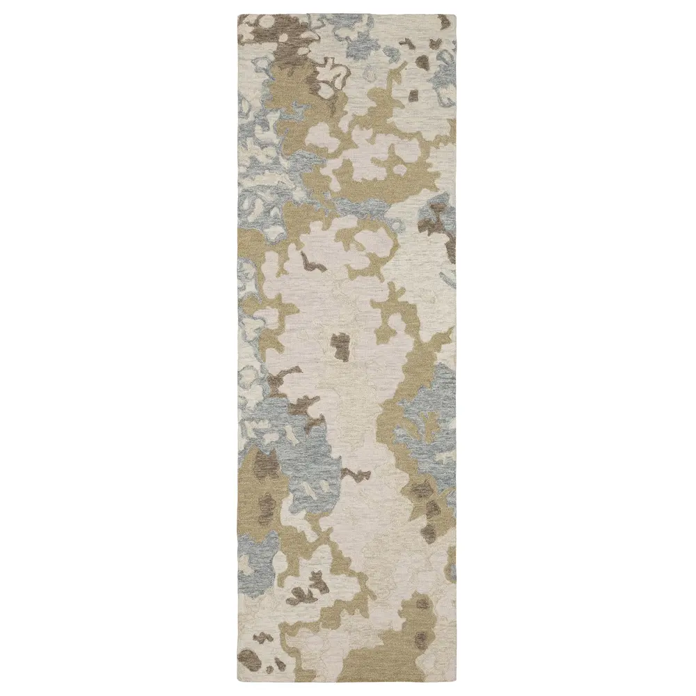 Kipton KIP06 Beige/ Blue Indoor Area Rug - 2'6