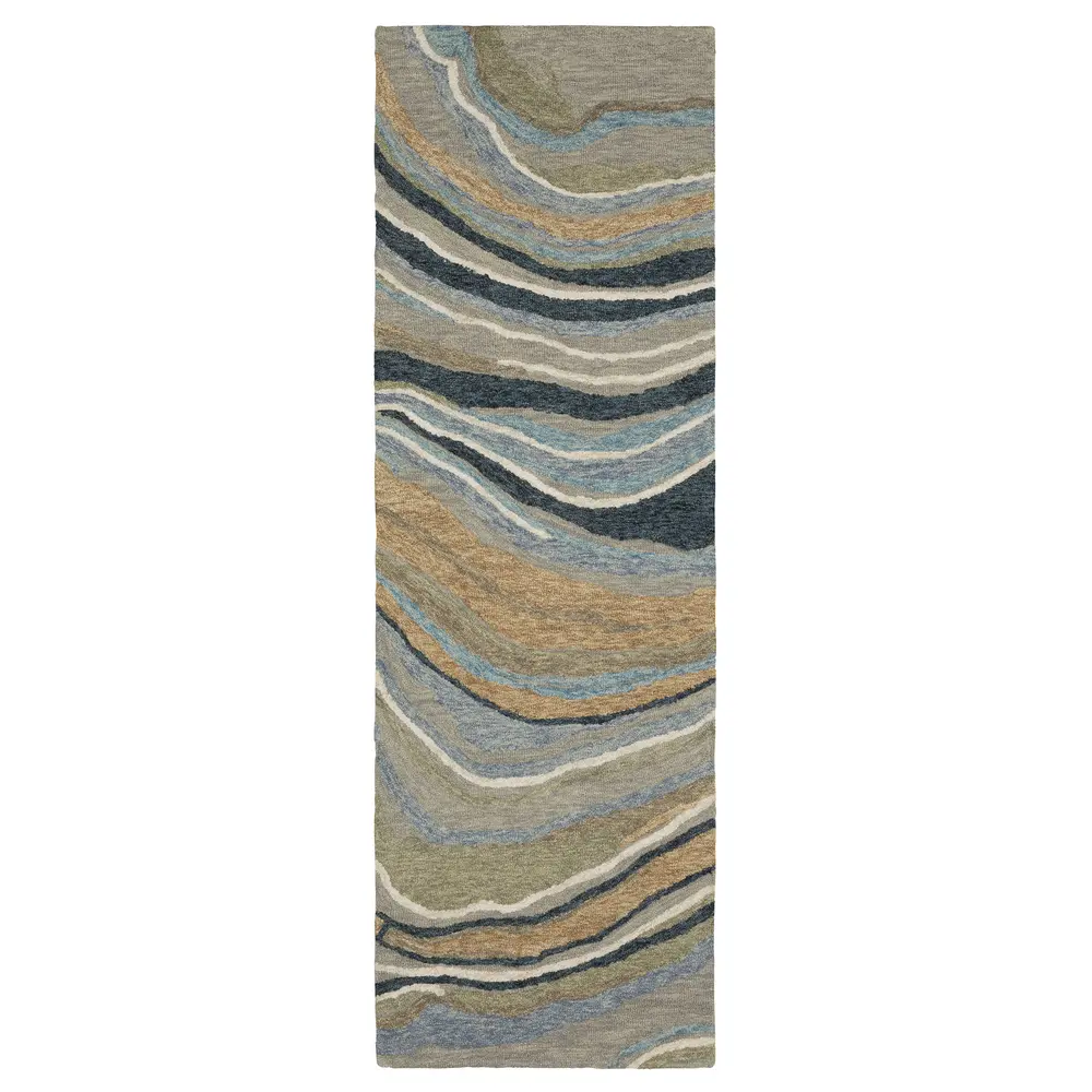 Kipton KIP07 Grey/ Blue Indoor Area Rug - 2'6