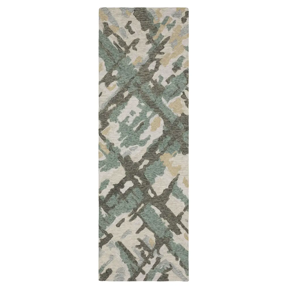 Kipton KIP08 Grey/ Teal Indoor Area Rug - 2'6