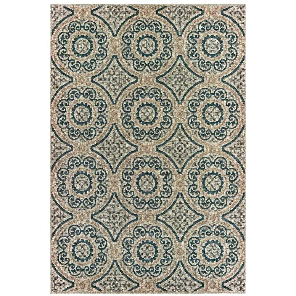 Latitude 609X3 Grey/ Teal Indoor/Outdoor Area Rug - 3'3