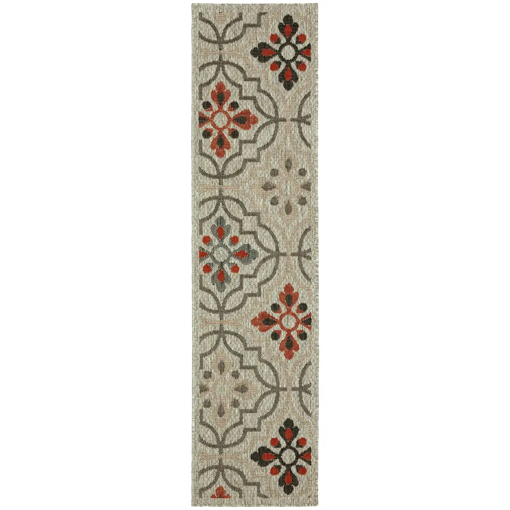 Latitude 709Y3 Grey/ Orange Indoor/Outdoor Area Rug - 1'10