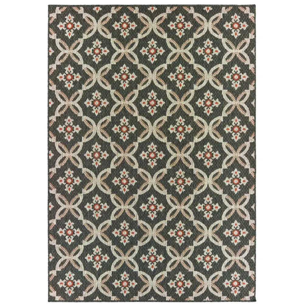 Latitude 1904K Grey/ Orange Indoor/Outdoor Area Rug - 7'10