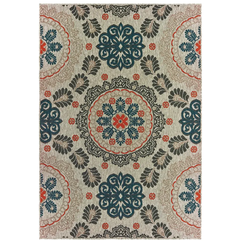Latitude 1903W Grey/ Teal Indoor/Outdoor Area Rug - 5'3