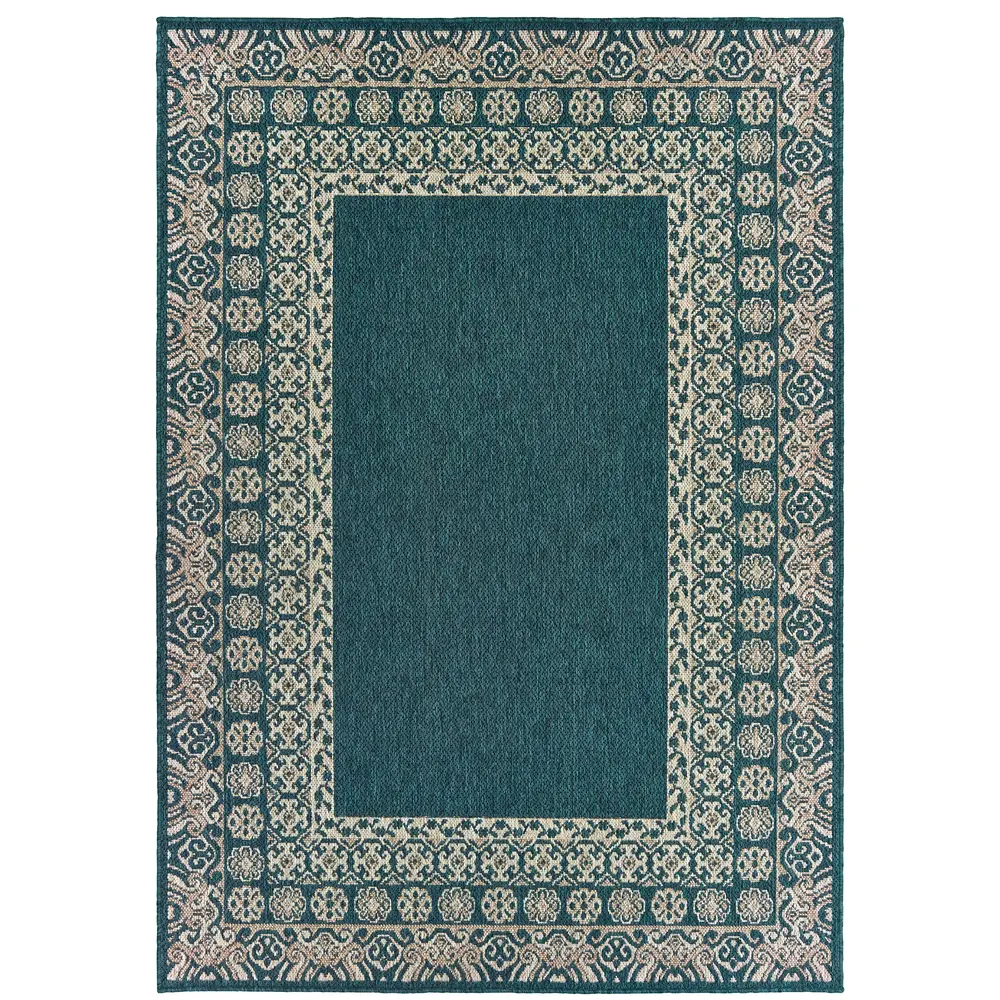 Latitude 1503B Teal/ Grey Indoor/Outdoor Area Rug - 5'3