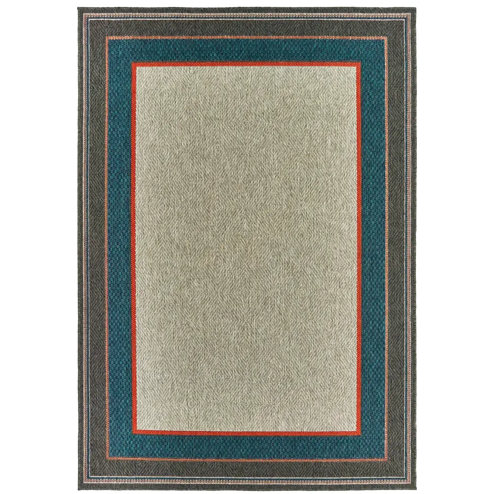 Latitude 8021L Grey/ Teal Indoor/Outdoor Area Rug - 9'10