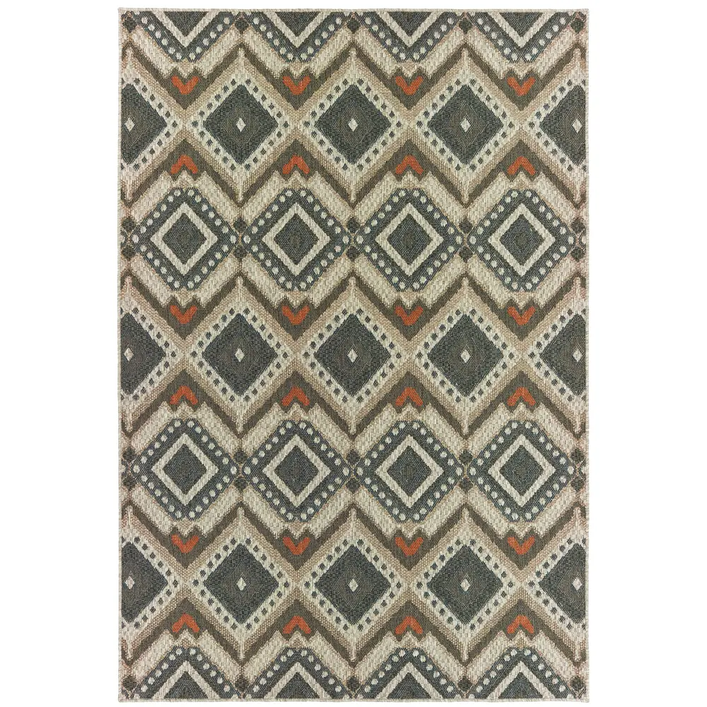 Latitude 002X3 Grey/ Orange Indoor/Outdoor Area Rug - 9'10
