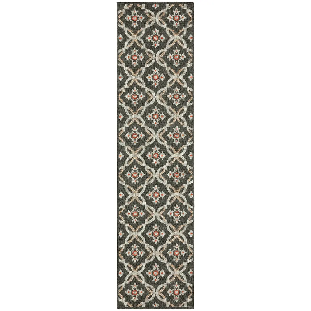 Latitude 1904K Grey/ Orange Indoor/Outdoor Area Rug - 1'10