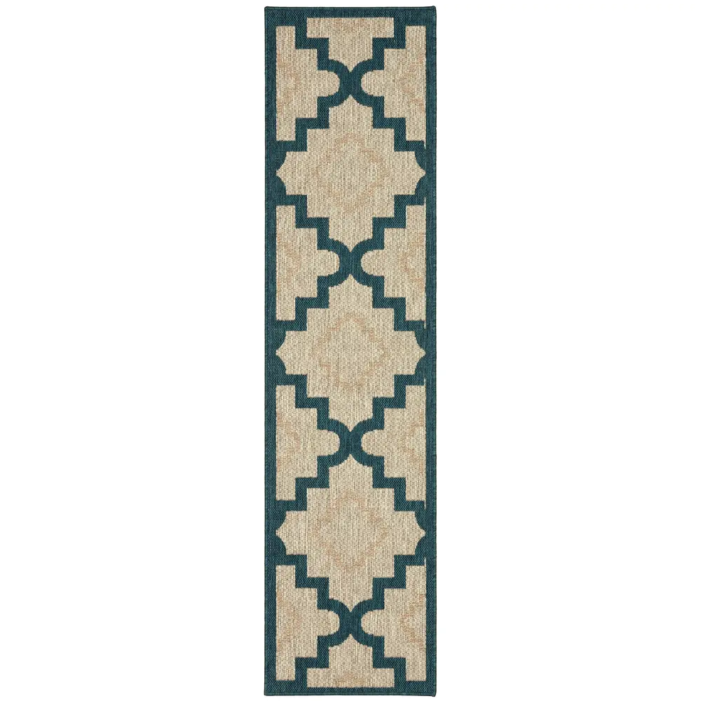 Latitude 804I3 Grey/ Teal Indoor/Outdoor Area Rug - 1'10