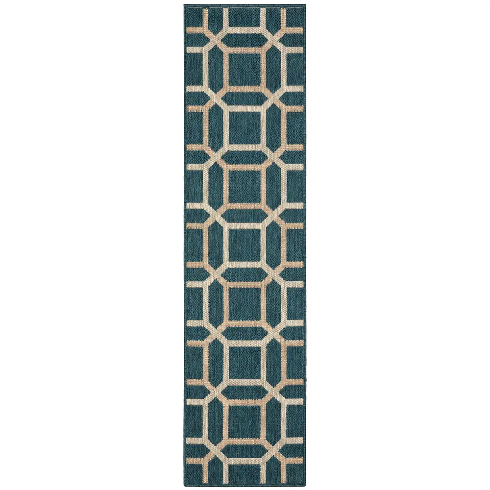 Latitude 806B3 Teal/ Grey Indoor/Outdoor Area Rug - 1'10