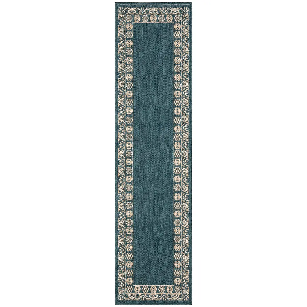 Latitude 1503B Teal/ Grey Indoor/Outdoor Area Rug - 1'10