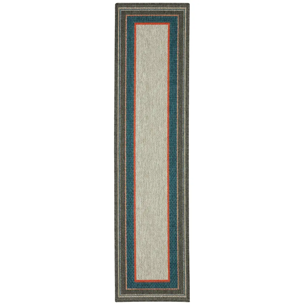 Latitude 8021L Grey/ Teal Indoor/Outdoor Area Rug - 1'10