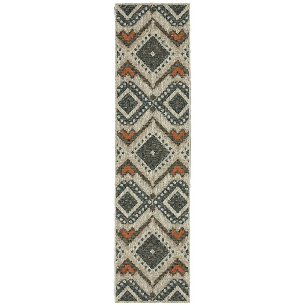Latitude 002X3 Grey/ Orange Indoor/Outdoor Area Rug - 1'10