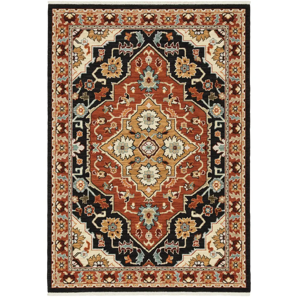 Lilihan 4929A Black/ Rust Indoor Area Rug - 5'3