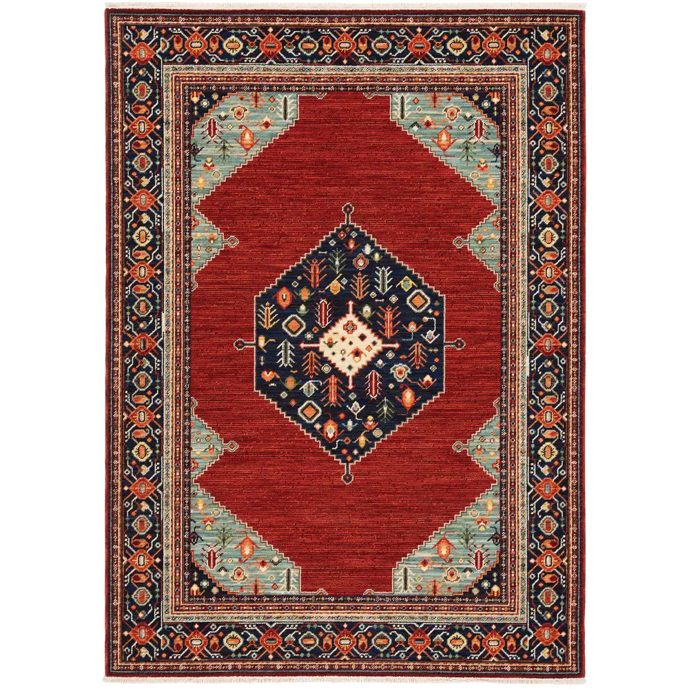 Lilihan 5503M Red/ Blue Indoor Area Rug - 3'3