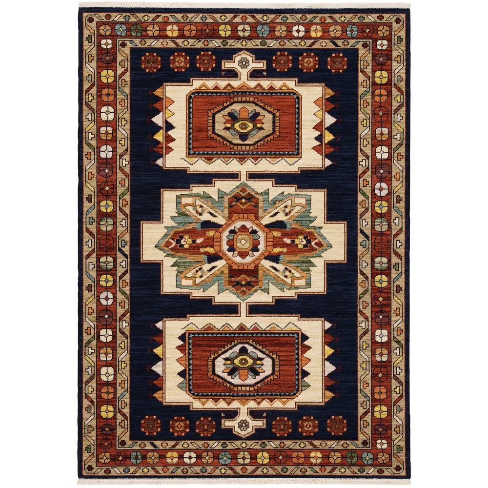 Lilihan 090B6 Blue/ Red Indoor Area Rug - 3'3