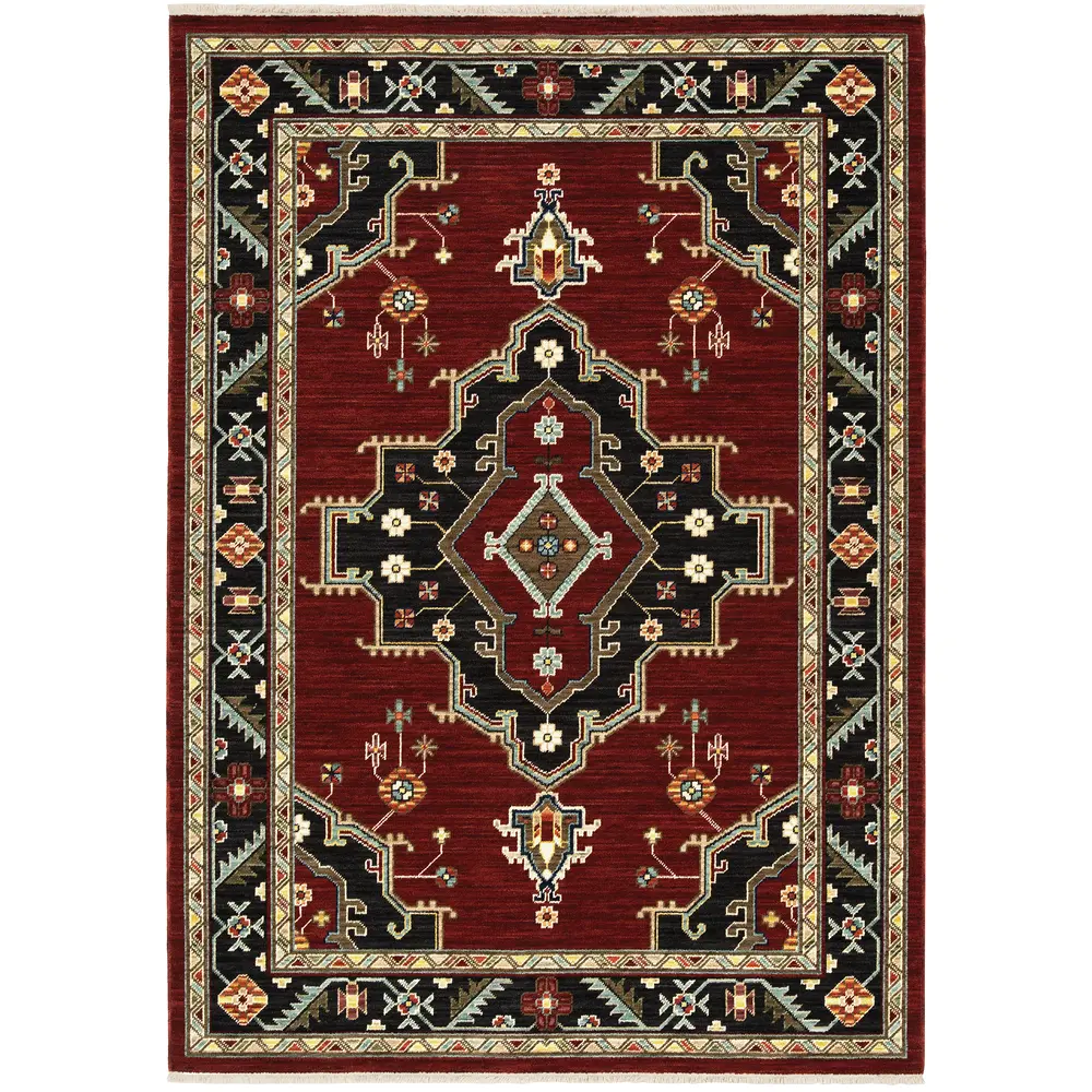 Lilihan 092R6 Red/ Black Indoor Area Rug - 5'3