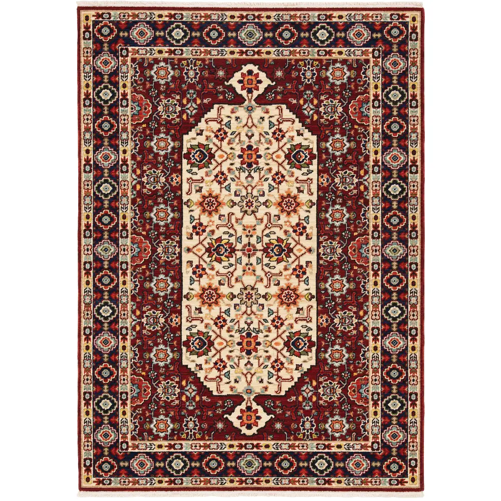 Lilihan 1802W Red/ Ivory Indoor Area Rug - 7'10