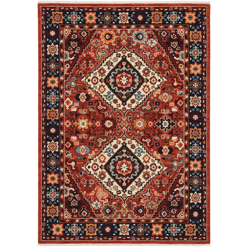 Lilihan 2061V Red/ Blue Indoor Area Rug - 3'3