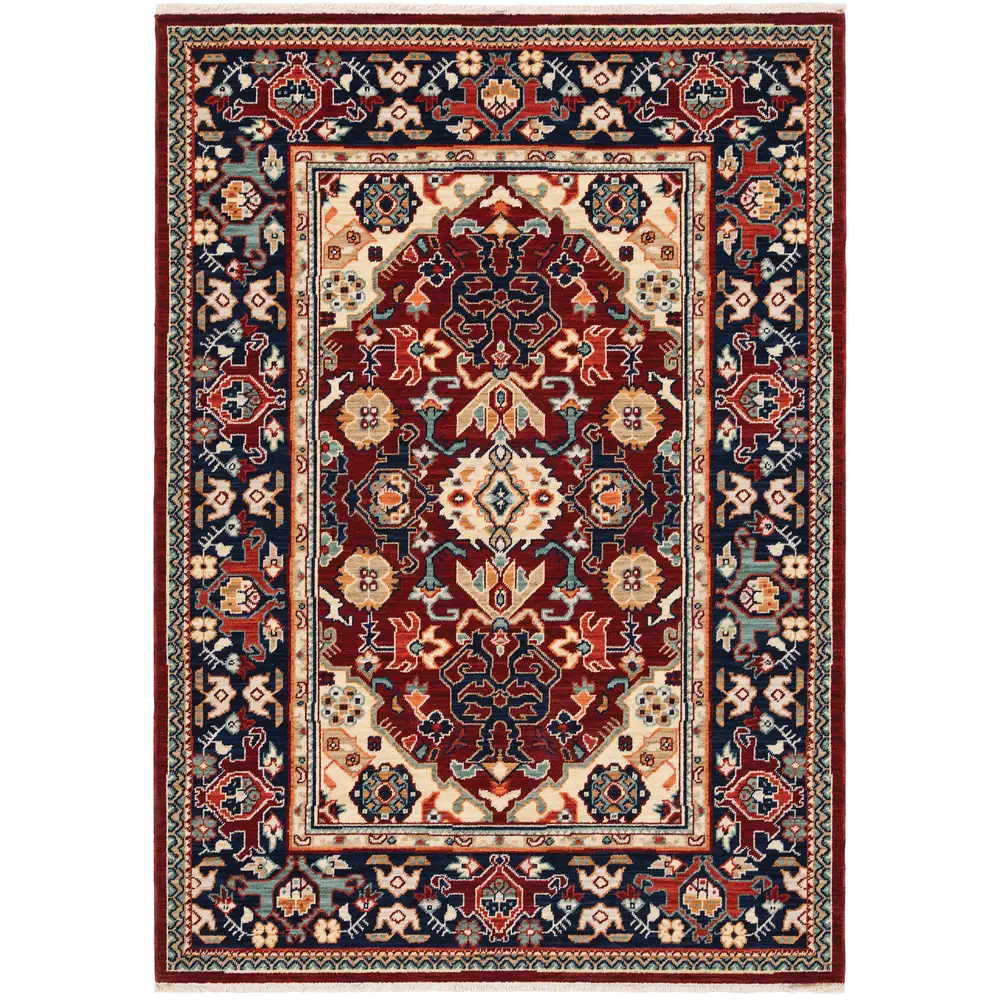 Lilihan 2062R Red/ Blue Indoor Area Rug - 2' x 3'