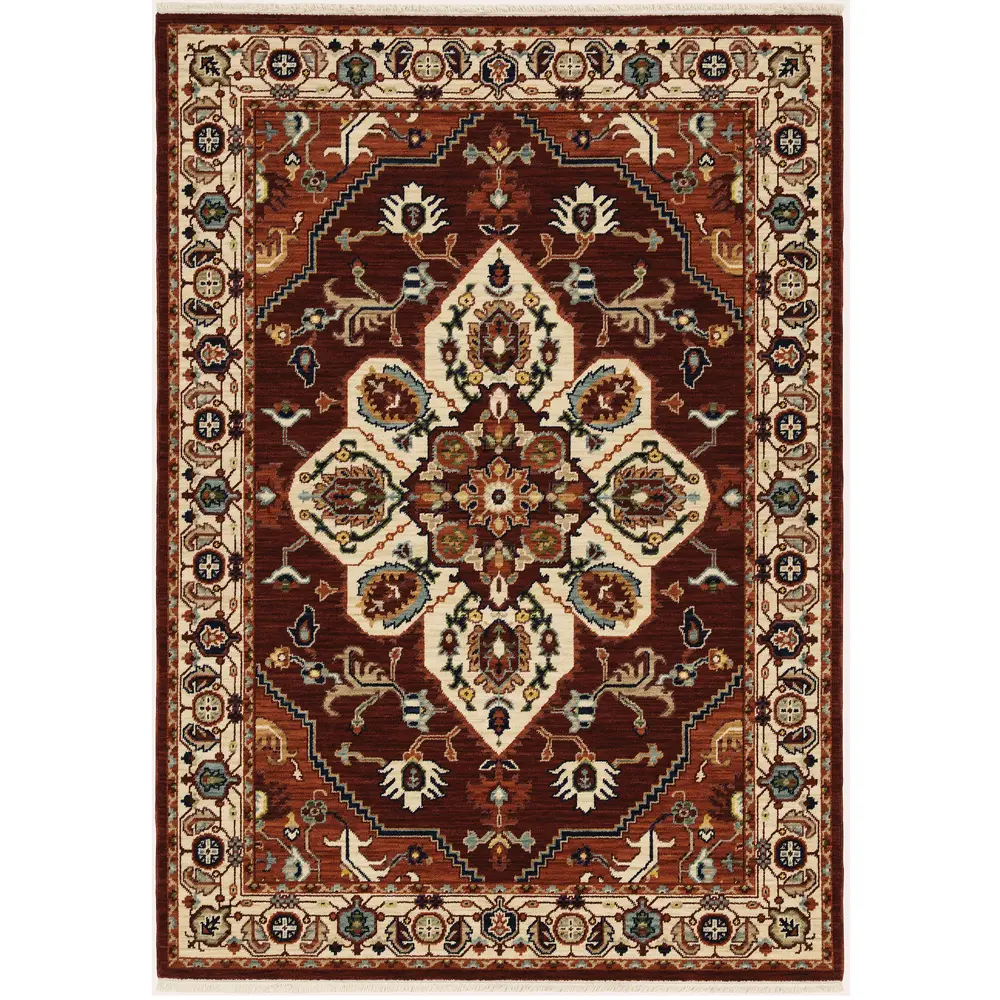 Lilihan 5502C Red/ Ivory Indoor Area Rug - 7'10