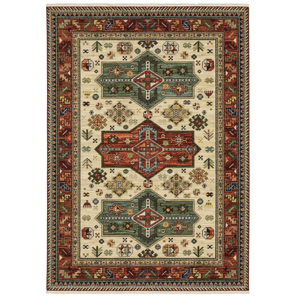 Lilihan 8022R Red/ Multi Indoor Area Rug - 5'3