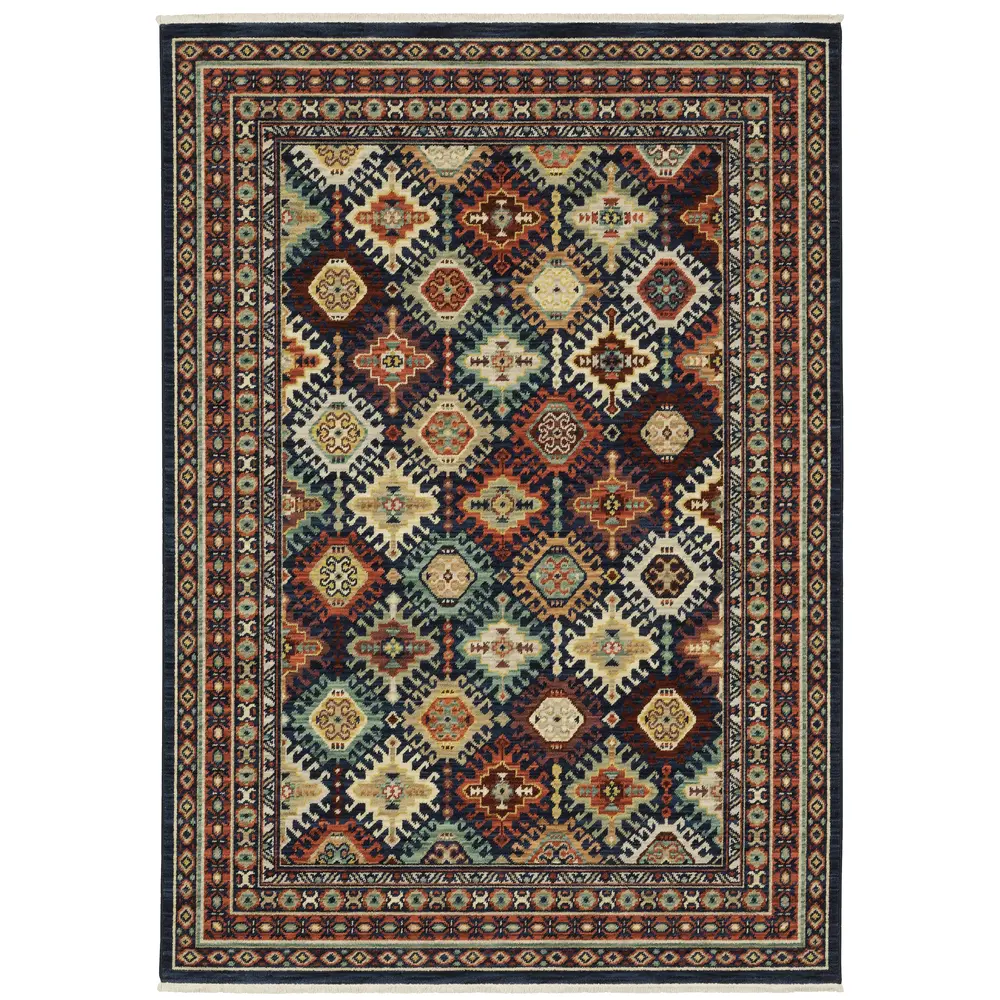 Lilihan 003B6 Navy/ Multi Indoor Area Rug - 5'3