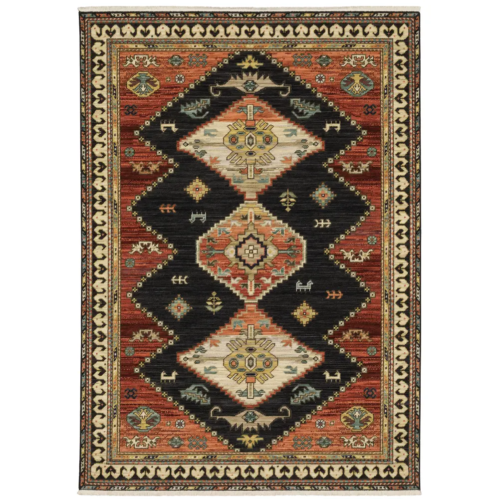 Lilihan 051K6 Charcoal/ Multi Indoor Area Rug - 5'3