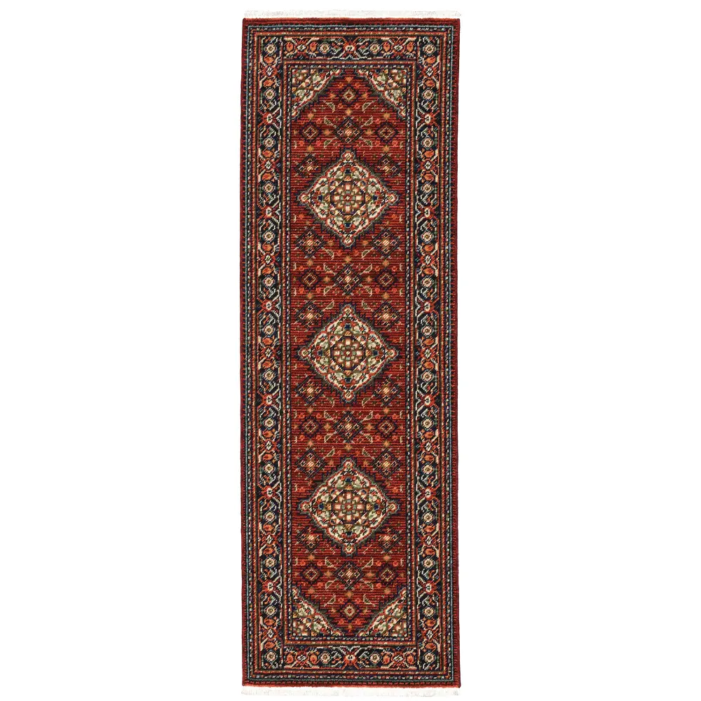 Lilihan 001C6 Red/ Blue Indoor Area Rug - 2' x 6'