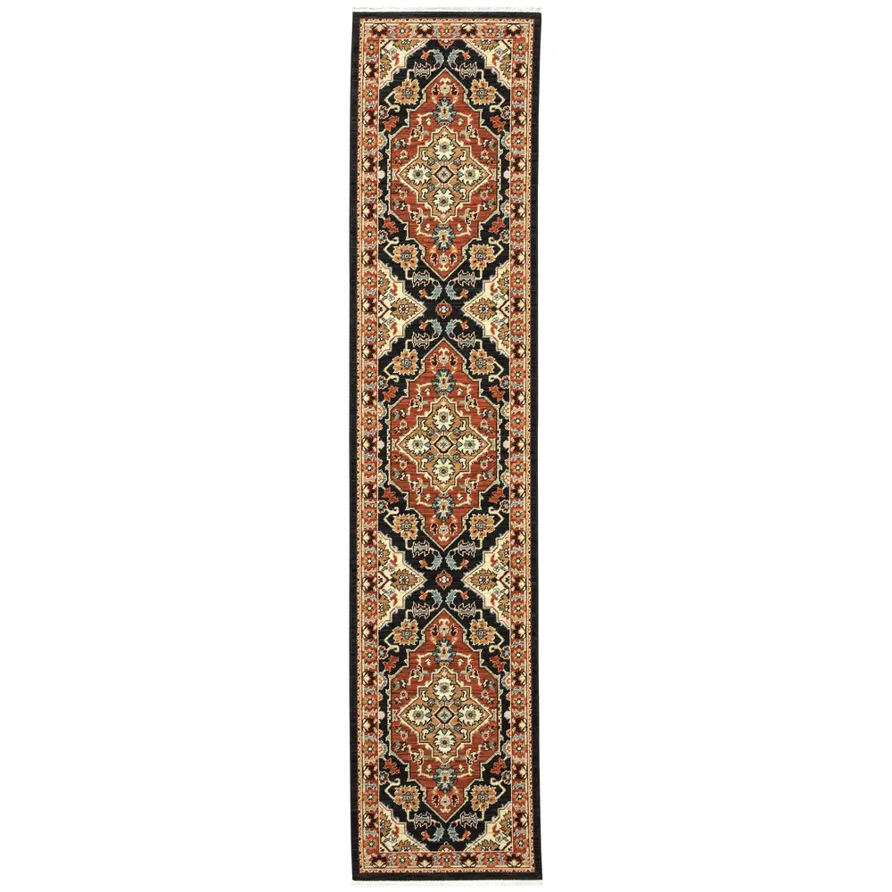 Lilihan 4929A Black/ Rust Indoor Area Rug - 2'6