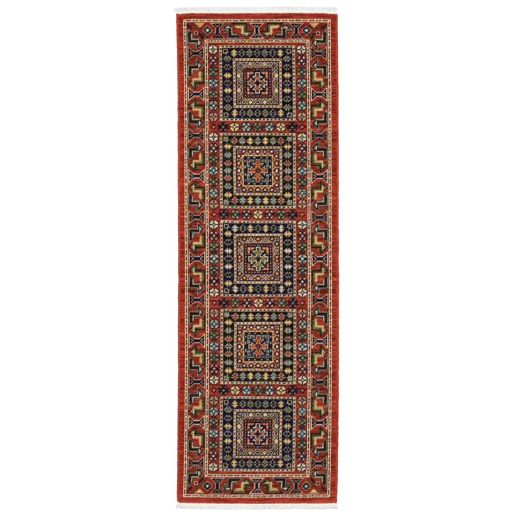 Lilihan 002C6 Red/ Multi Indoor Area Rug - 2' x 6'