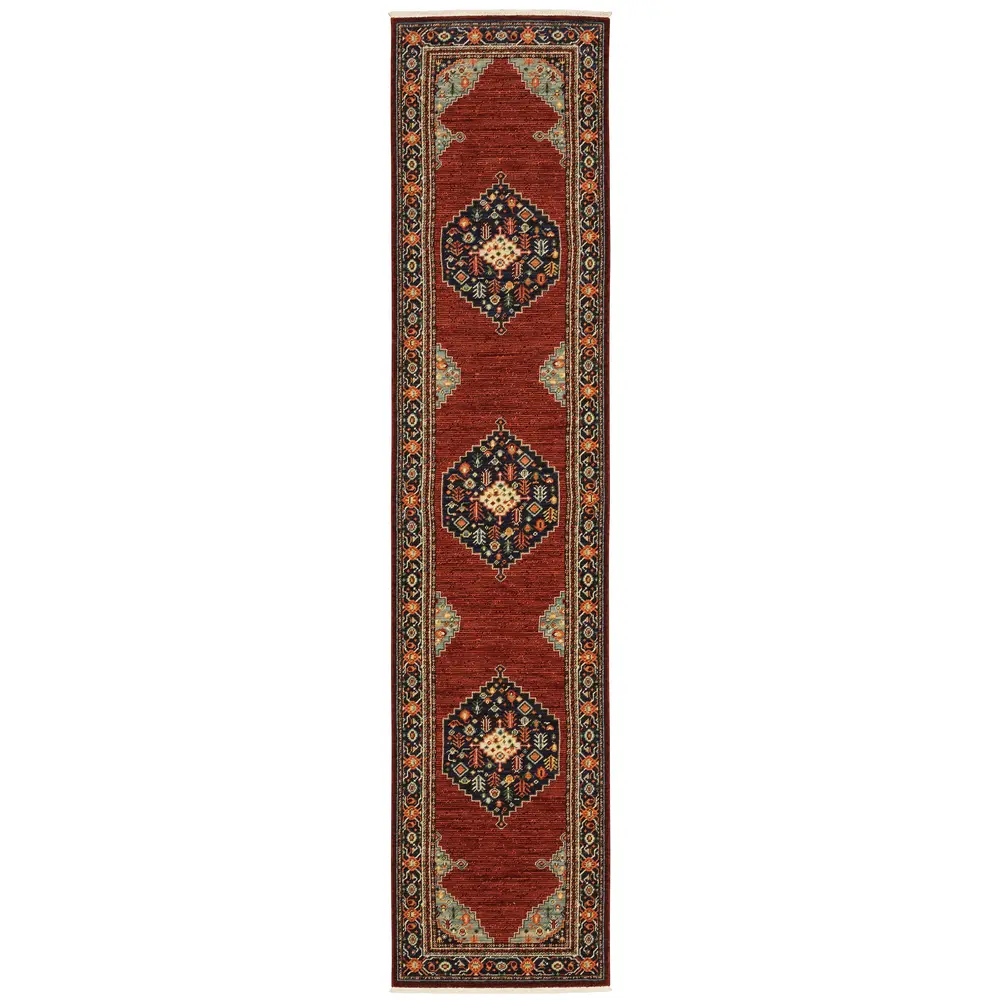Lilihan 5503M Red/ Blue Indoor Area Rug - 2'6