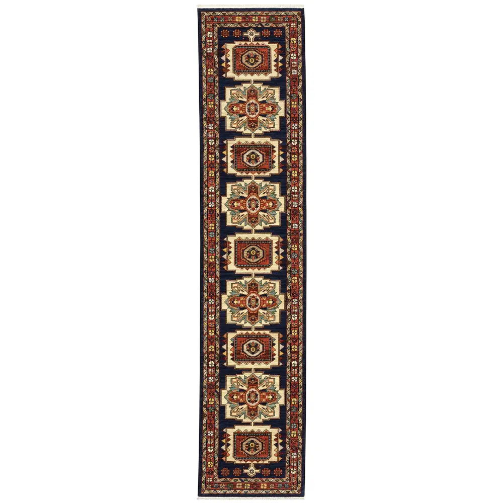 Lilihan 090B6 Blue/ Red Indoor Area Rug - 2'6