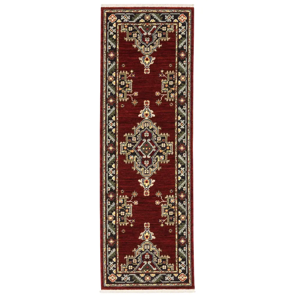 Lilihan 092R6 Red/ Black Indoor Area Rug - 2' x 6'