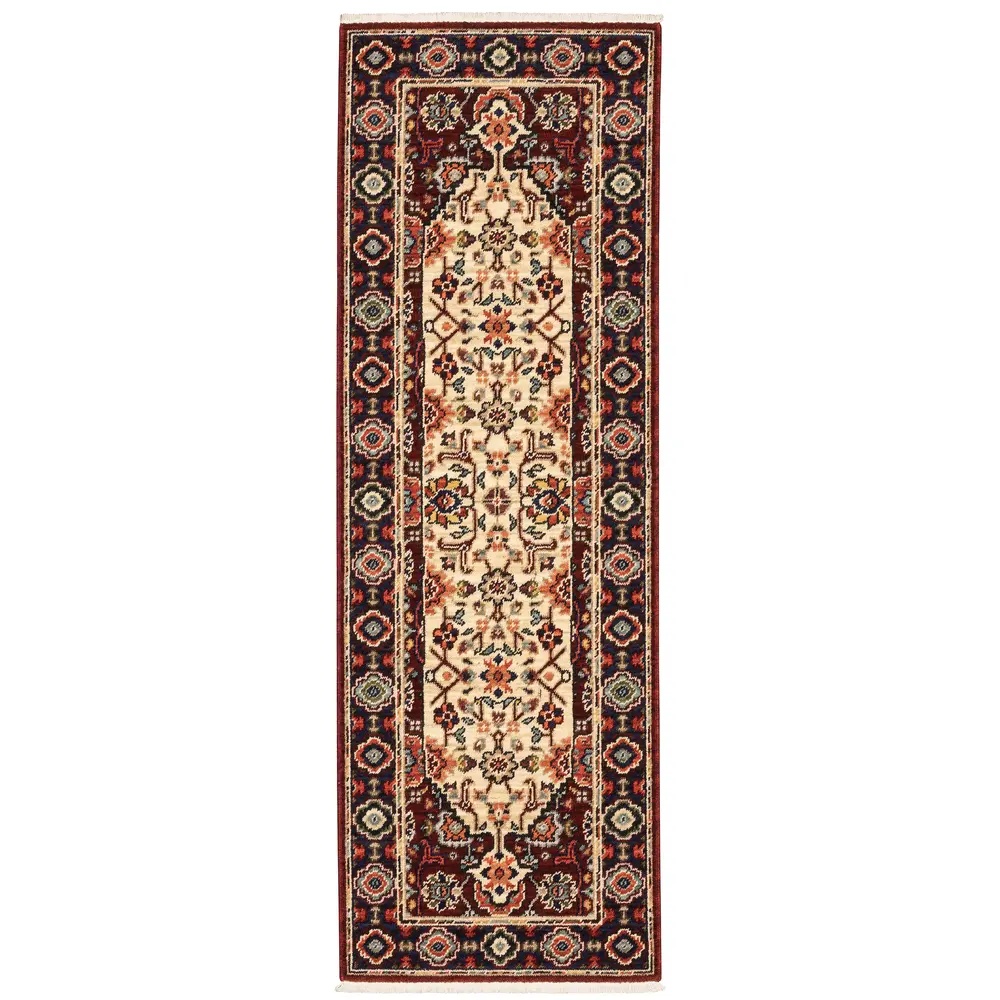 Lilihan 1802W Red/ Ivory Indoor Area Rug - 2' x 6'