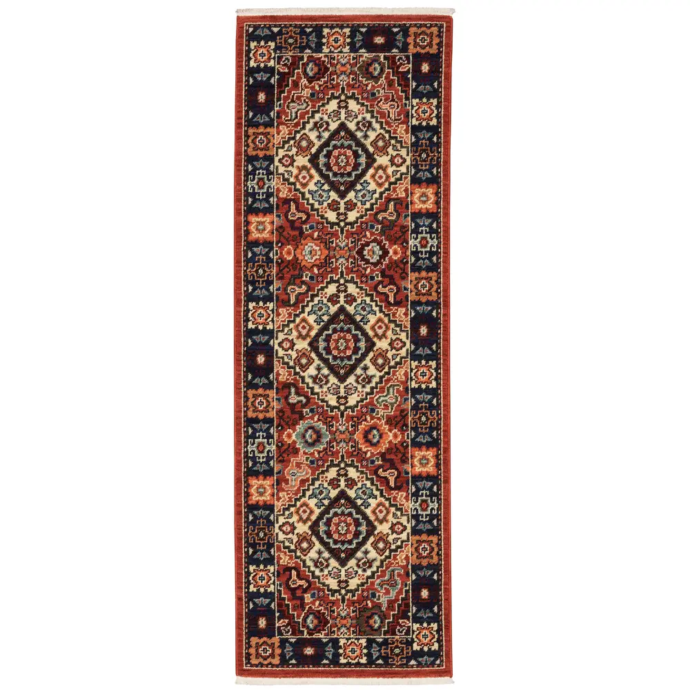 Lilihan 2061V Red/ Blue Indoor Area Rug - 2' x 6'