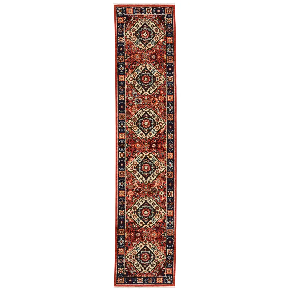 Lilihan 2061V Red/ Blue Indoor Area Rug - 2'6