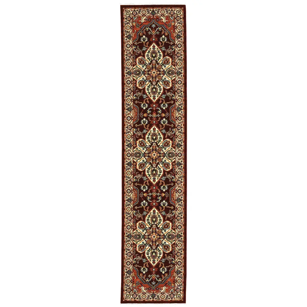 Lilihan 5502C Red/ Ivory Indoor Area Rug - 2'6