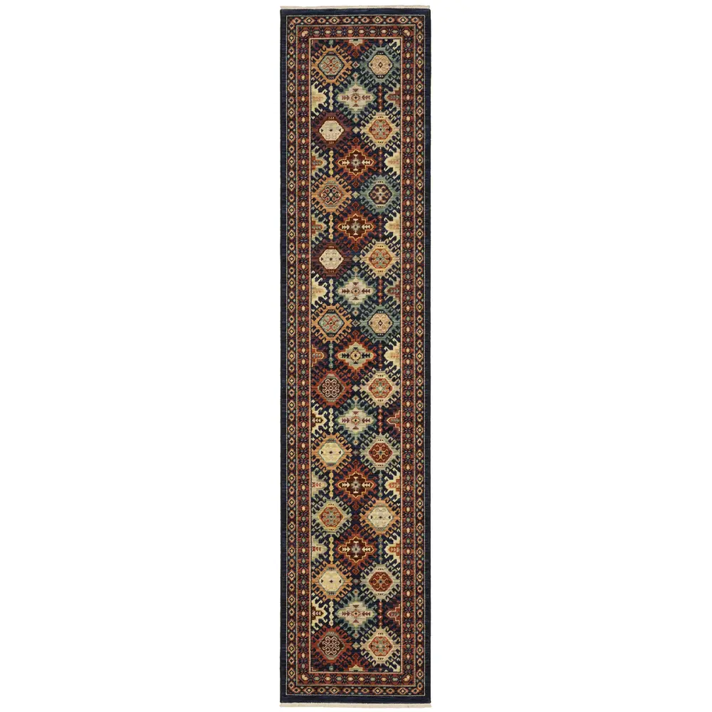 Lilihan 003B6 Navy/ Multi Indoor Area Rug - 2'6