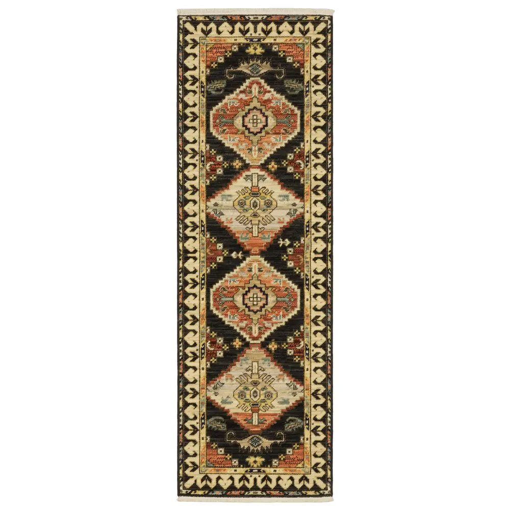 Lilihan 051K6 Charcoal/ Multi Indoor Area Rug - 2' x 6'